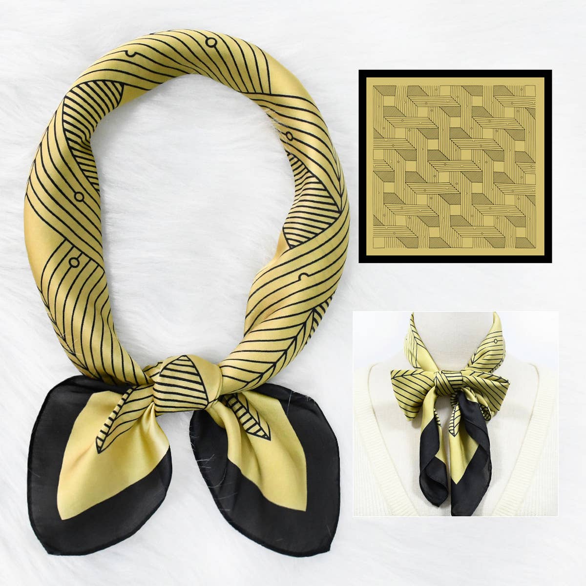 Geometric Scarf - Elegant Print Square for Women