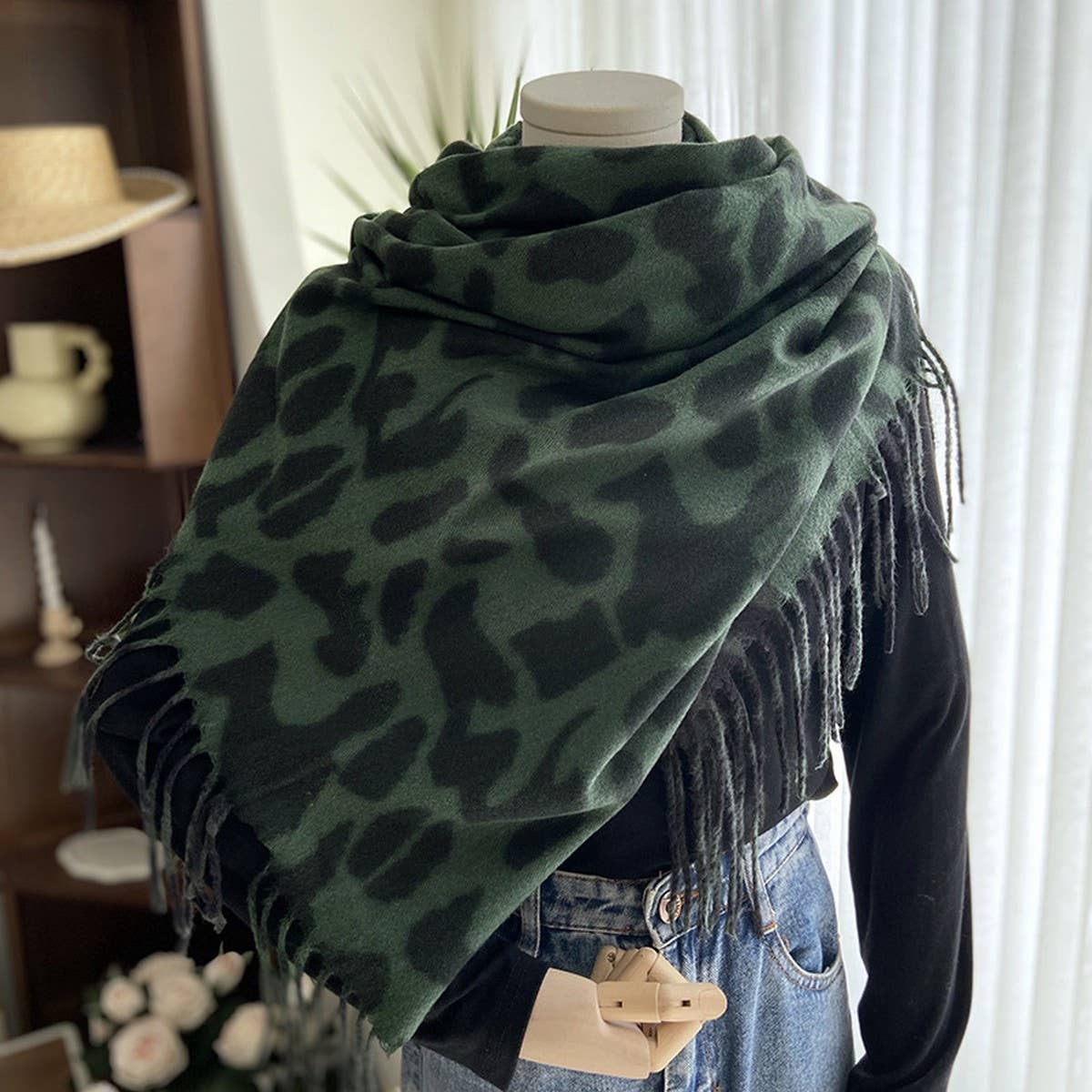 Double-Sided Leopard Print Scarf - Cozy Wrap