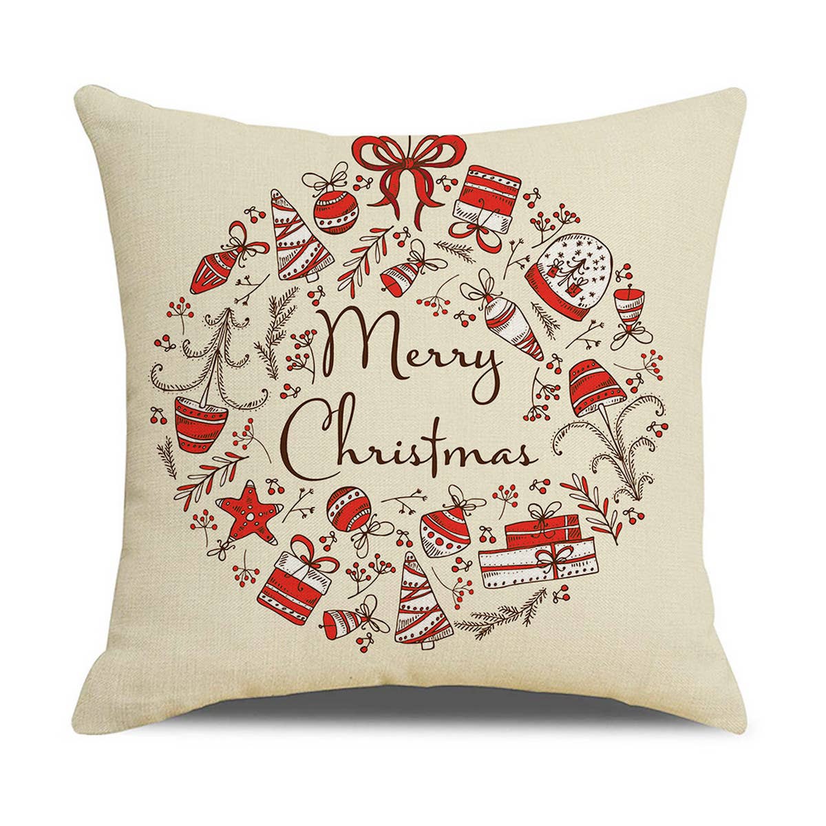 KHAKI CHRISTMAS HAT PILLOWCASE