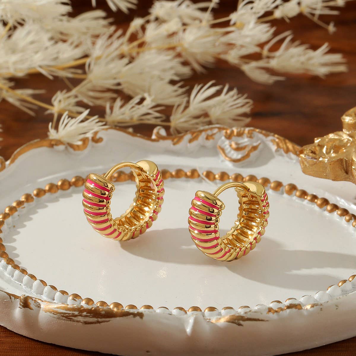 PERSONALIZED COLORFUL STRIPED OIL DROP EARRINGS_CWMM3608