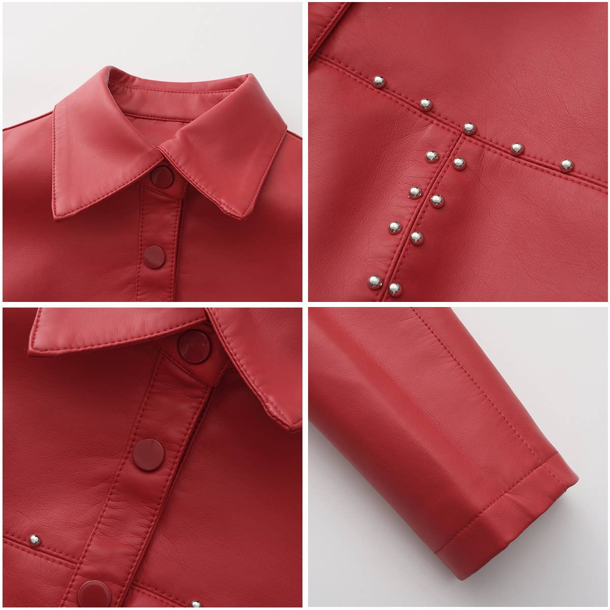 STUDDED LEATHER JACKET BUTTON LEATHER JACKET