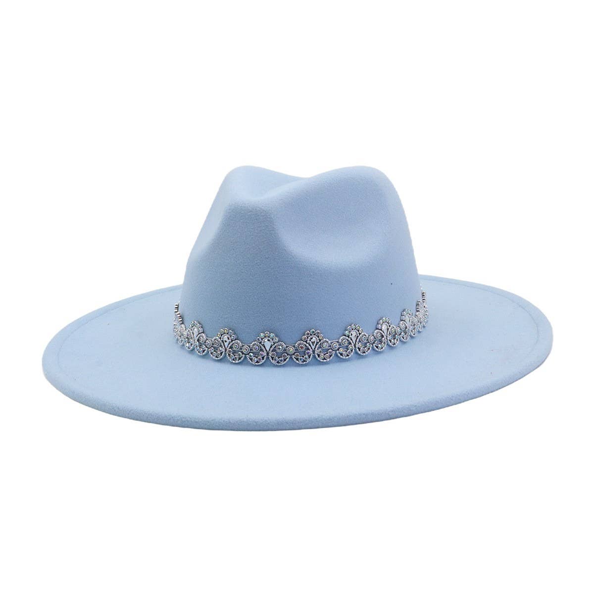 Men & Women Wool Blend Fedora Hat Heart Top_CWAH04386