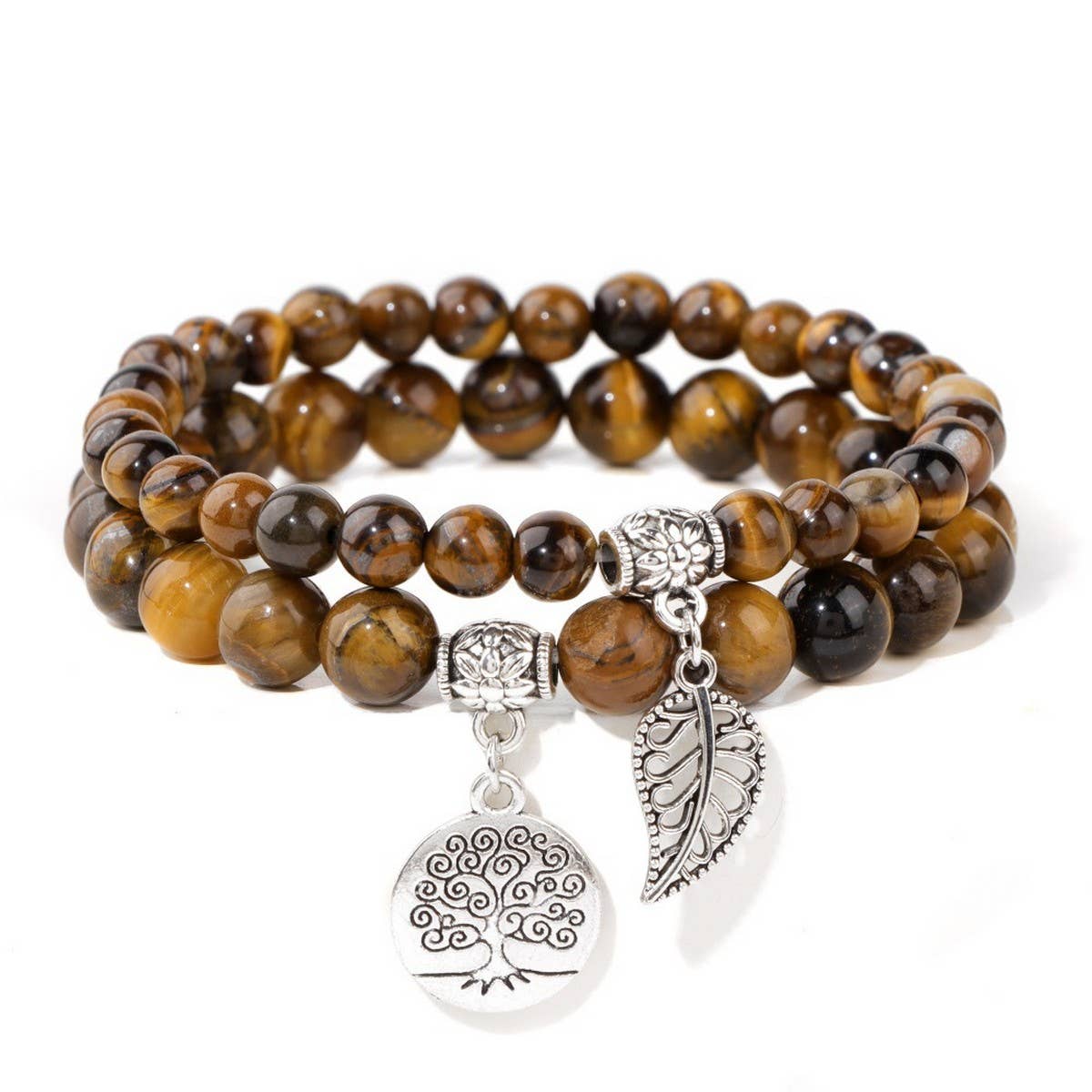 CWAJE4232_NATURAL STONE BEADS TREE OF LIFE PENDANT BRACELET