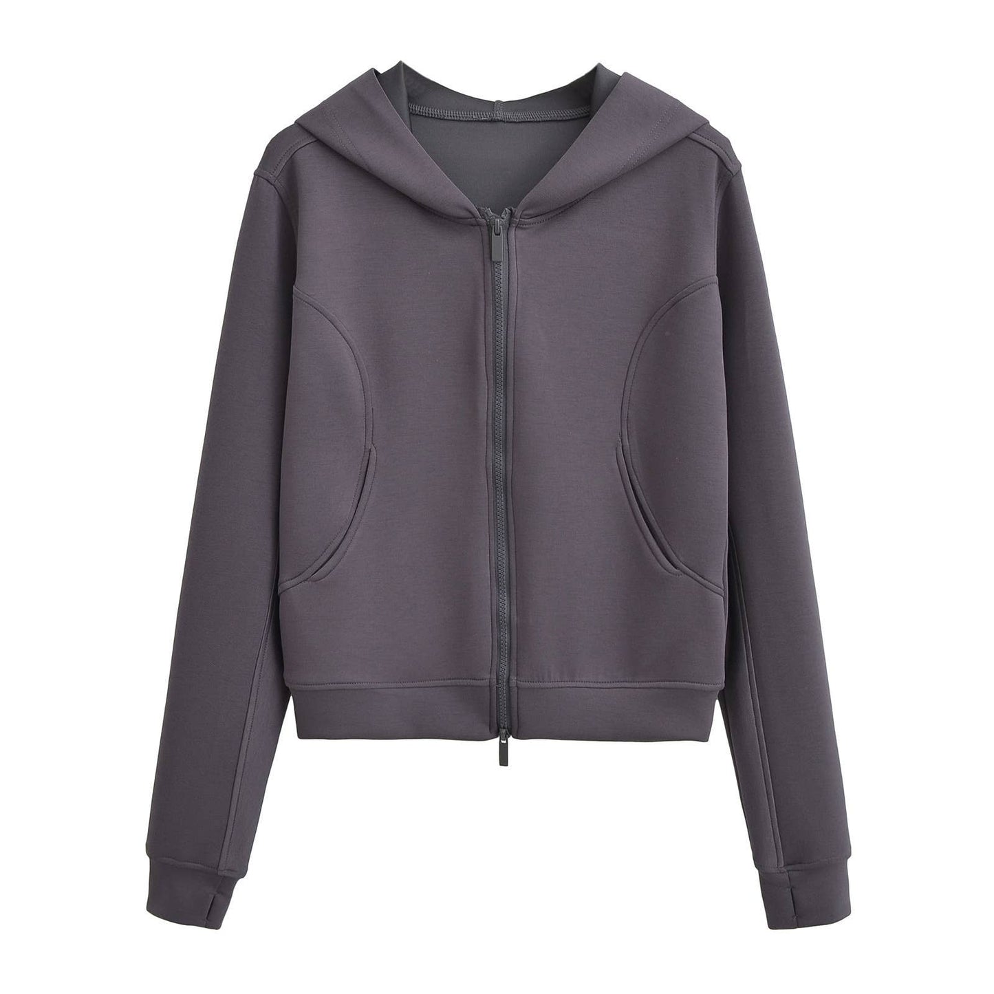 Hooded long-sleeved fitted hoodie jacket