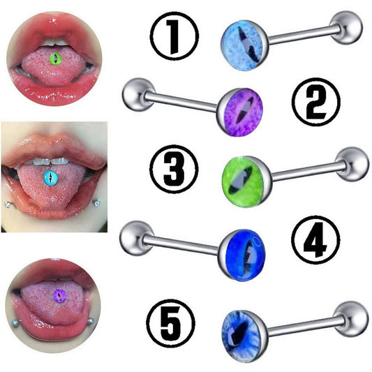 Colorful Eye Tongue Stud Stainless Steel Piercing
