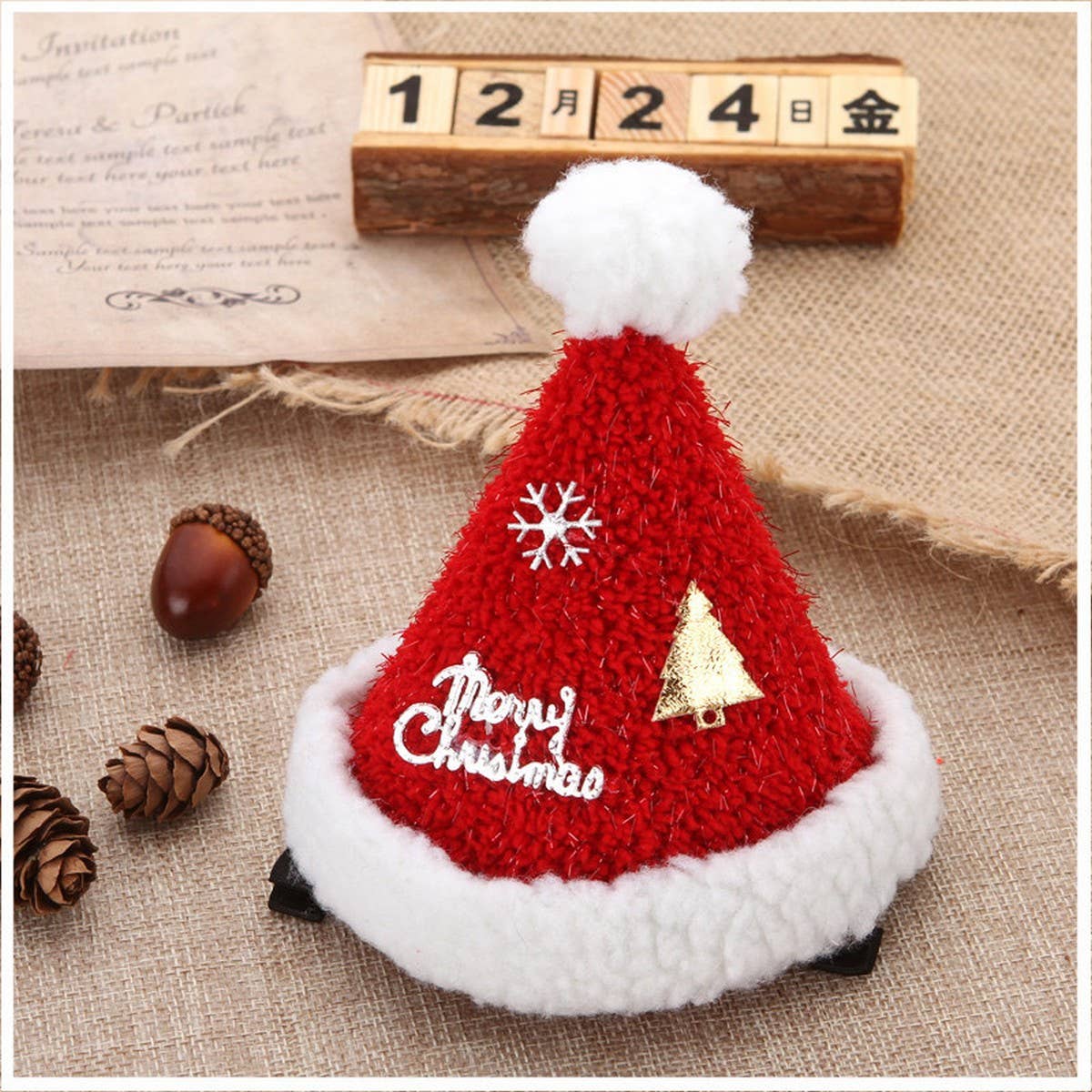 CUTE PLUSH SANTA HAT DRESS UP HEADDRESS HAIRPIN