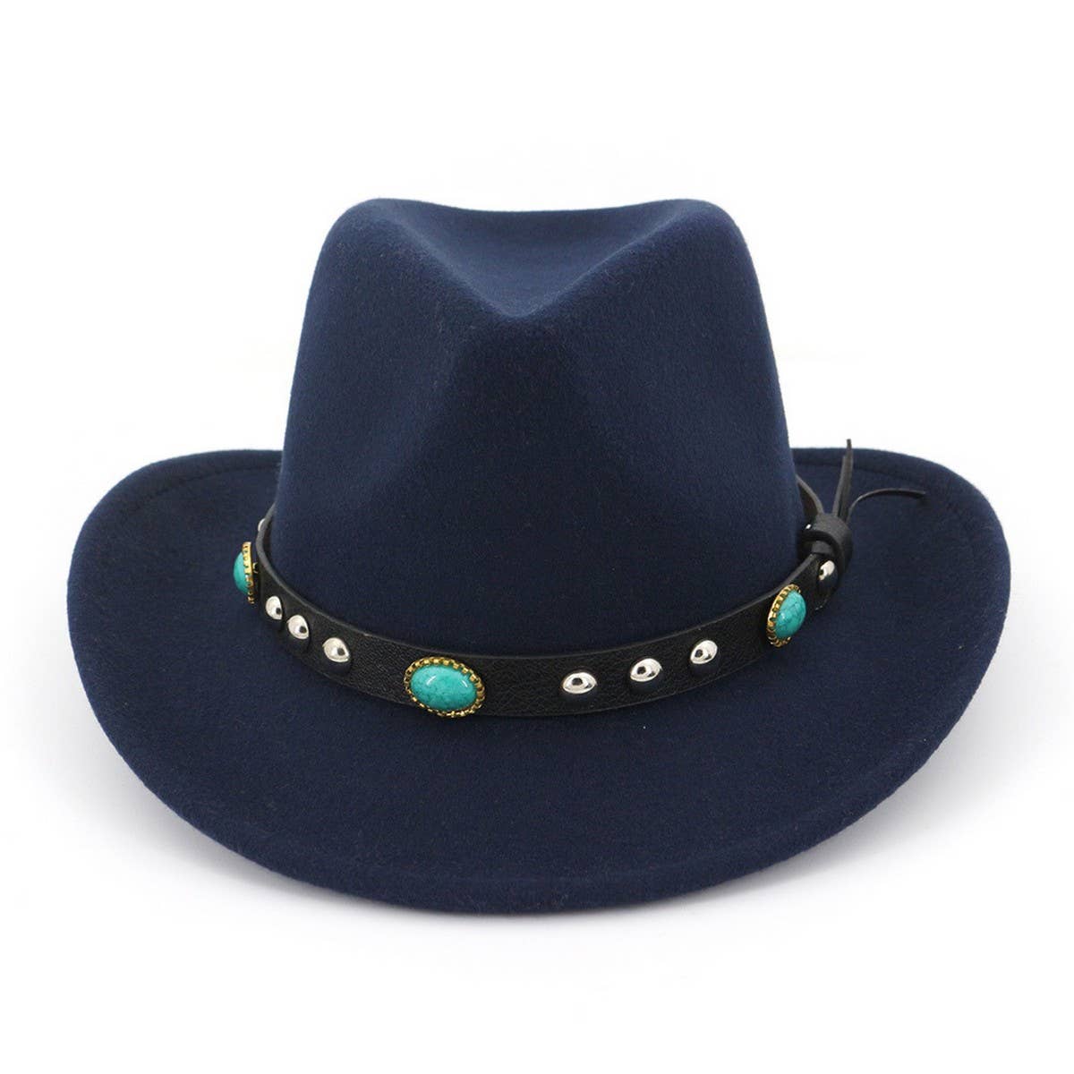 Turquoise Trim Felt Western Cowboy Hat_CWAH1775