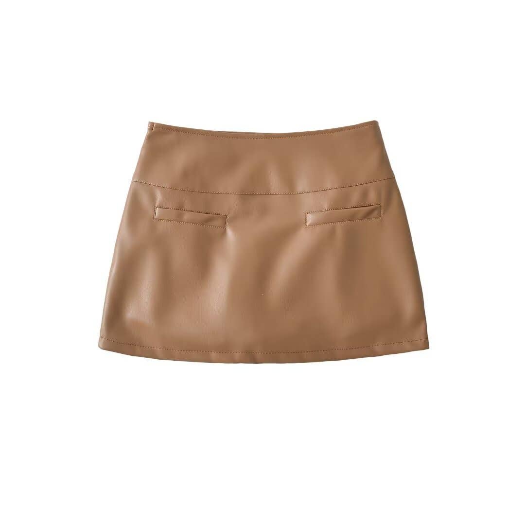 Fashionable and niche PU leather skirt