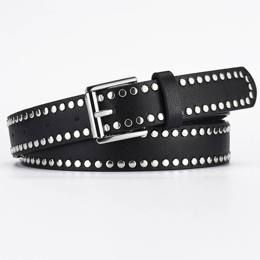 PUNK STYLE METALLIC RIVET PIN BUCKLE PU BELT