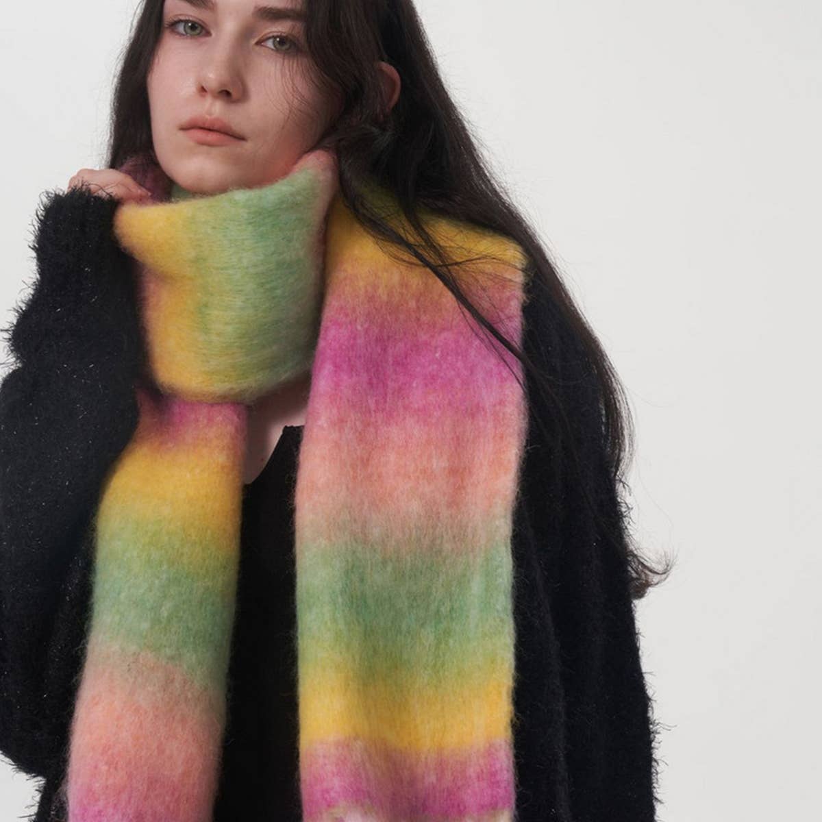 Gradient Wool Scarf for Women-Luxury Winter Warmth