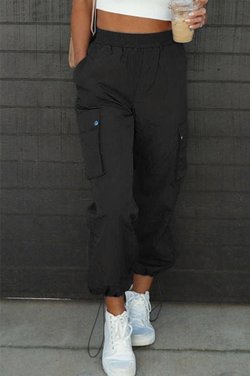 CWBMP0208_AUTUMN DRAWSTRING SPORTS WAIST WAIST CARGO PANTS