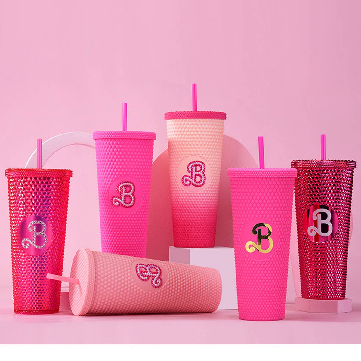DOUBLE LAYER PORTABLE PLASTIC STRAW DIAMOND CUP