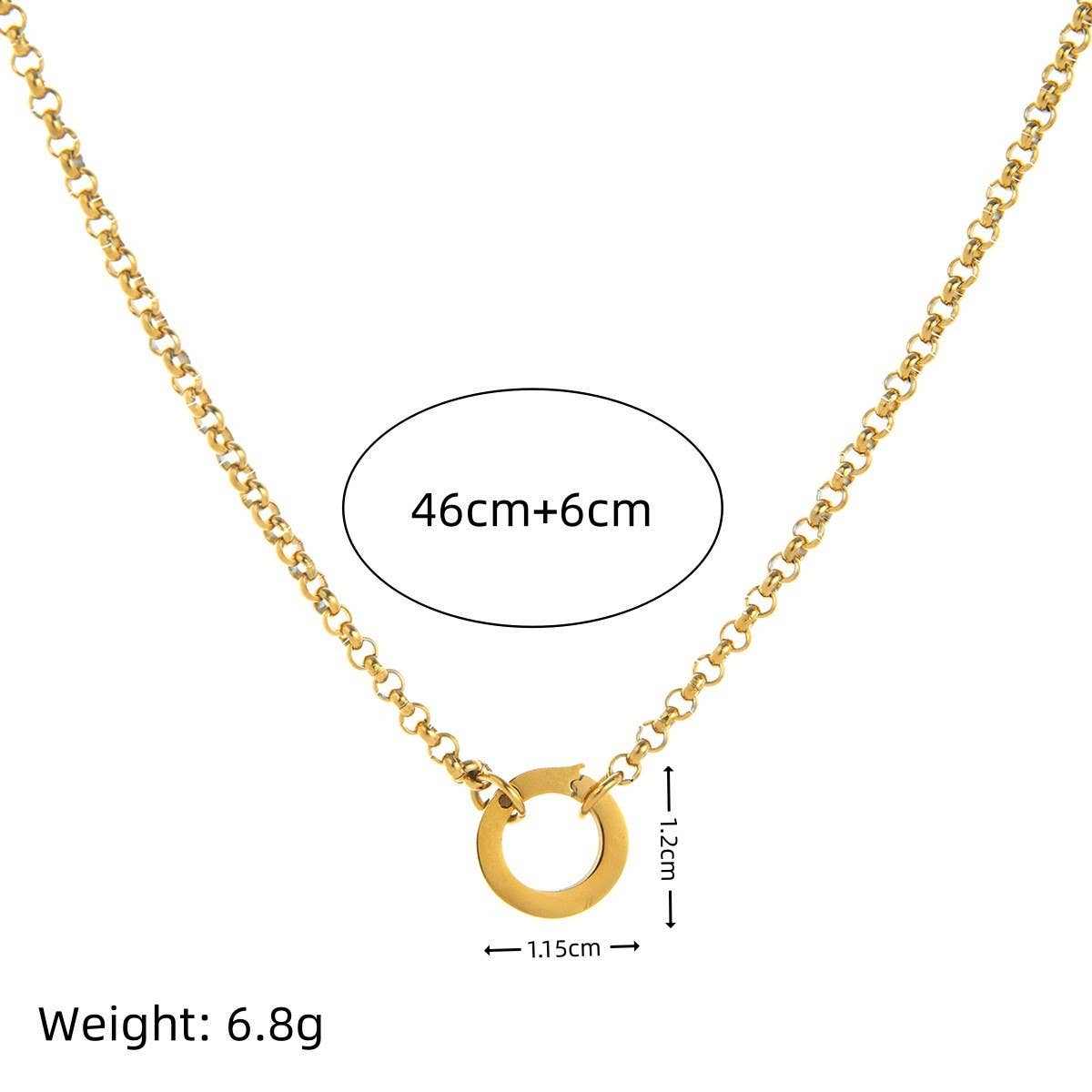 Basic loose chain heart round necklace_CWMM5711