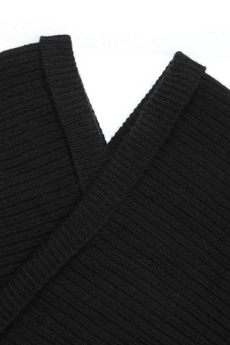 CWDSD7299_BATWING SLEEVE SOLID COLOR KNITTED SWEATER DRESS