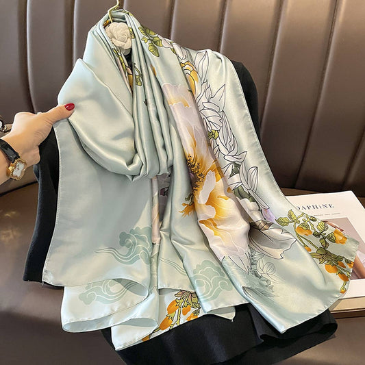Elegant Printed Long Silk Scarf - Fashionable Wrap