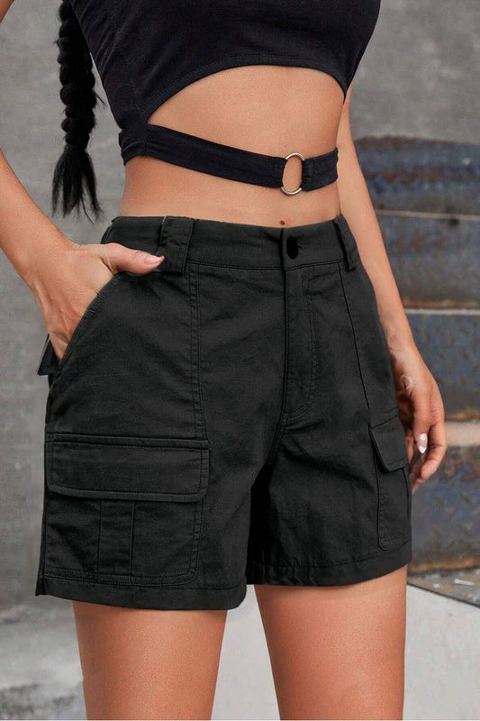 CWBSP0582_HIGH WAIST LOOSE FIT WIDE LEG FLATTERING SHORTS