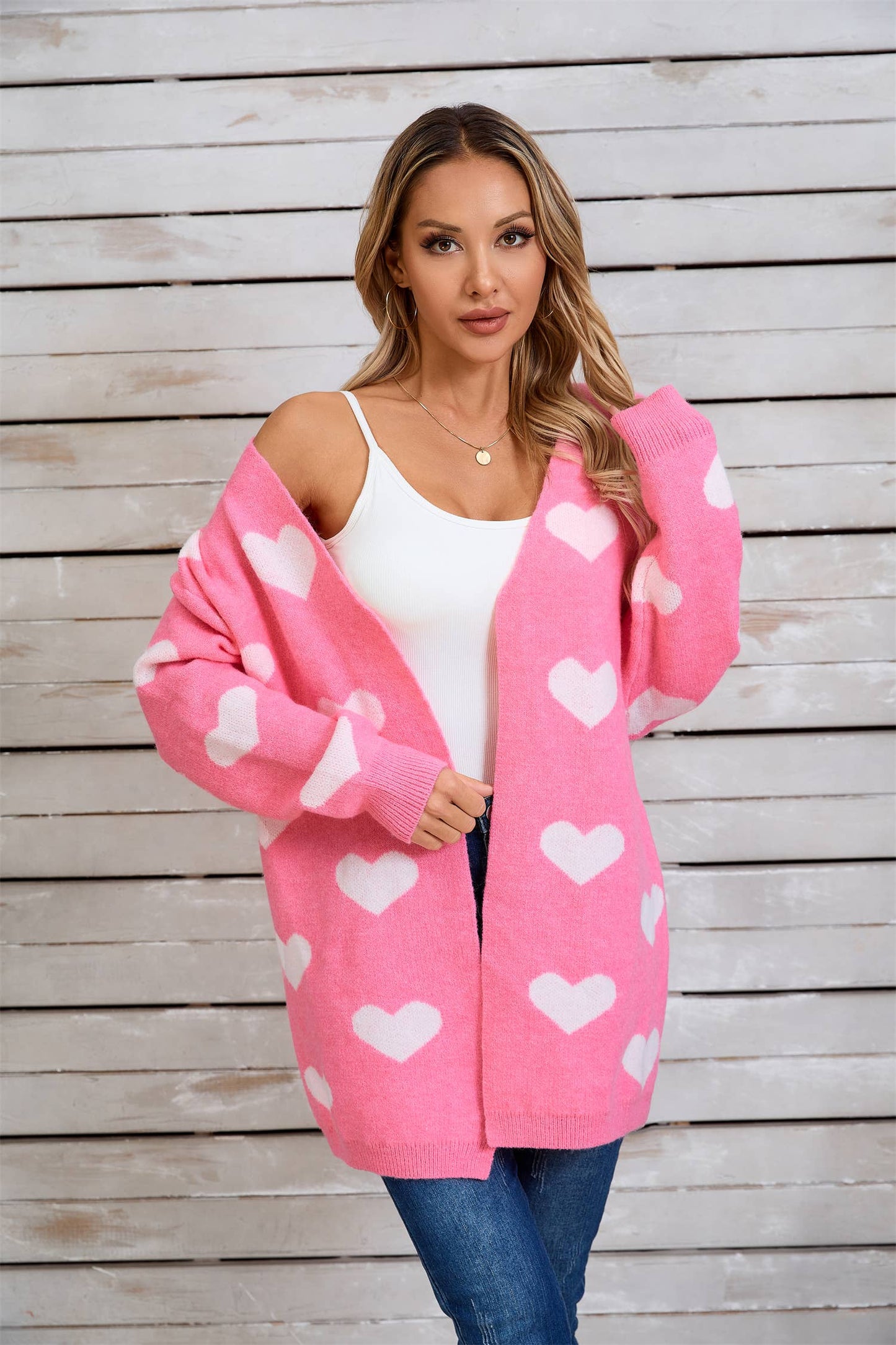 VALENTINE'S DAY COLOR CONTRAST LOVE CARDIGAN