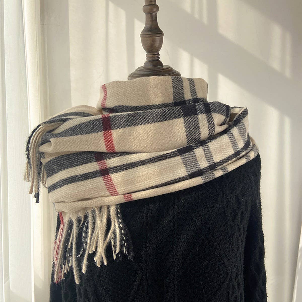 Plaid Scarf ??Warm Fringe Winter Wrap_CWASC1467