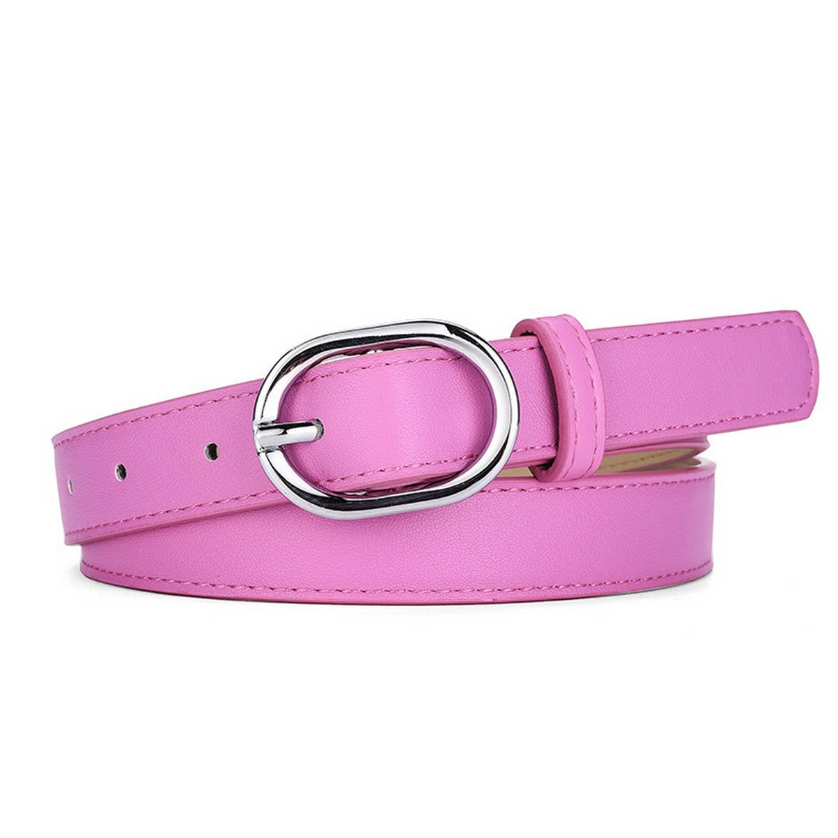 WOMEN'S BELT WITH SIMPLE SILVER BUCKLE DECORATION