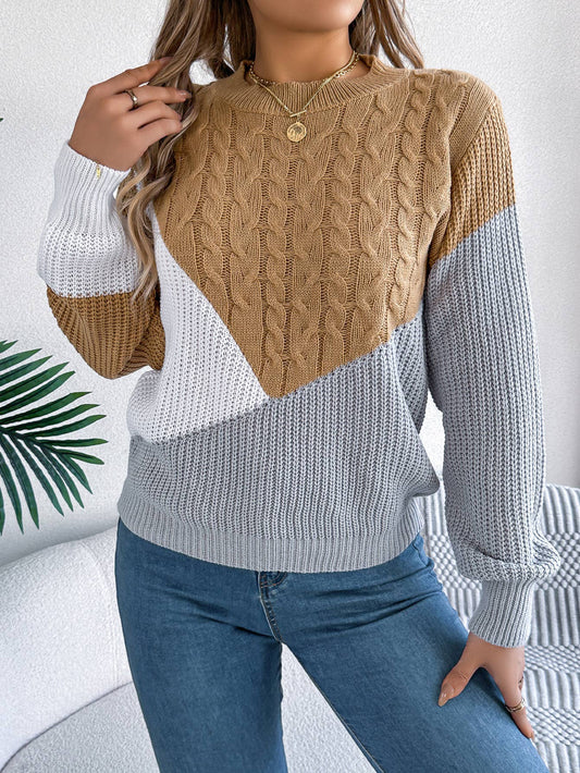 TWIST KNIT LONG-SLEEVED PULLOVER SWEATER