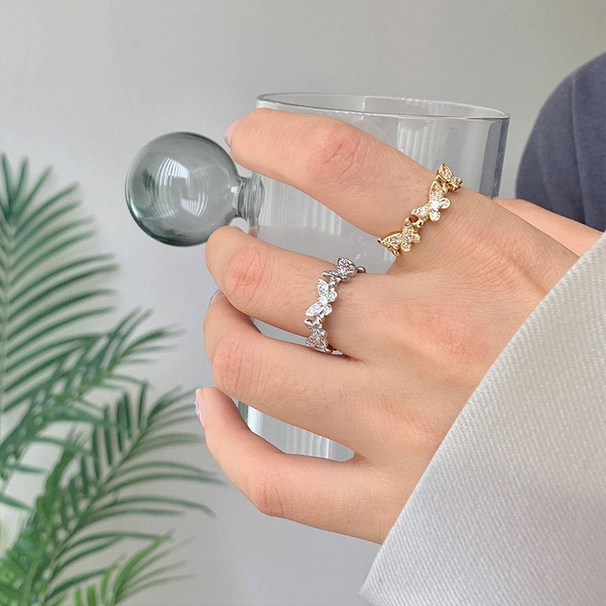 FASHIONABLE AND HIGH-END BUTTERFLY ZIRCON RING_CWAJE3103