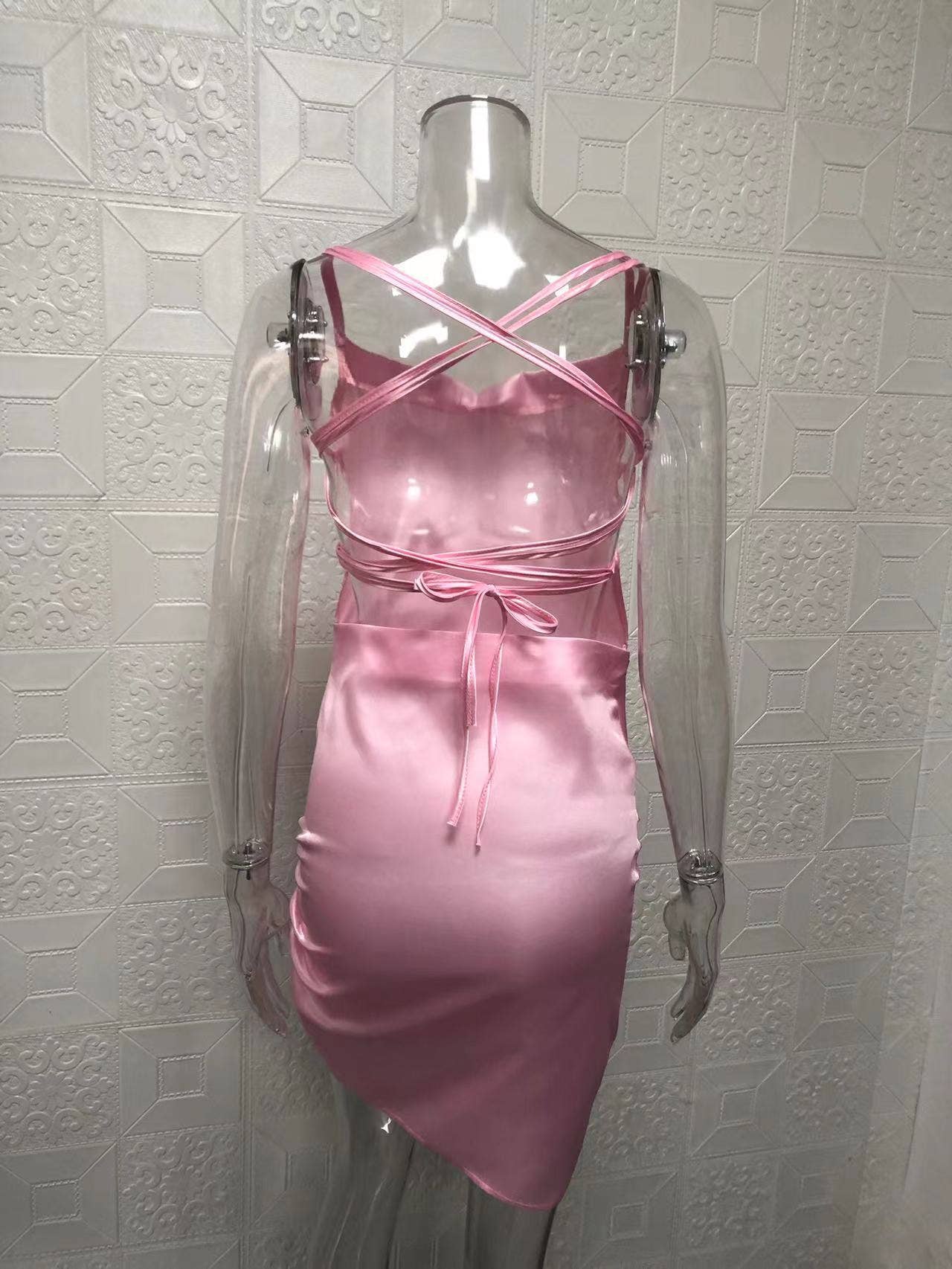 Sexy Sleeveless Tie-Back Solid Color Dress