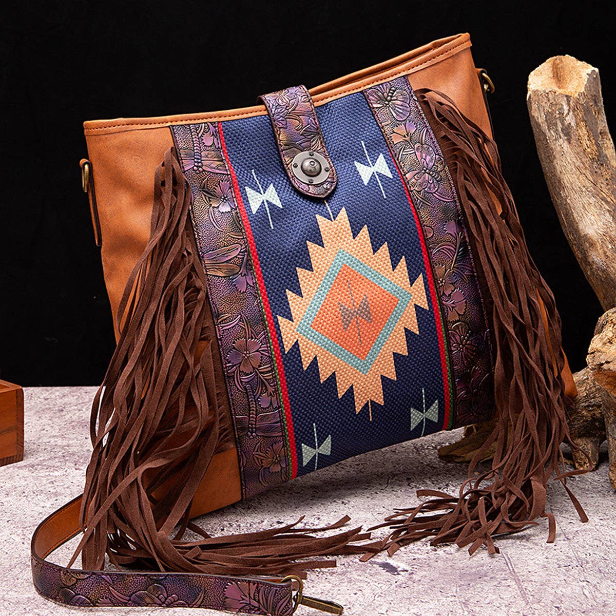 BOHEMIAN HAND-WOVEN FLOWING BEARD SHOULDER BAG_CWAB2579