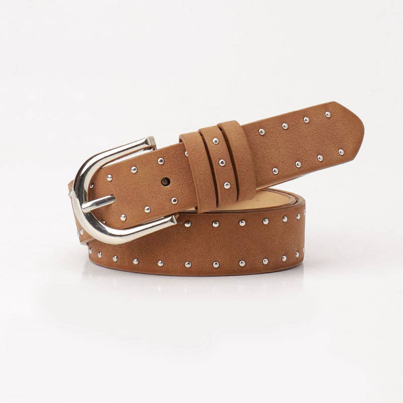 Pressed bead cowboy style suede buckle belt