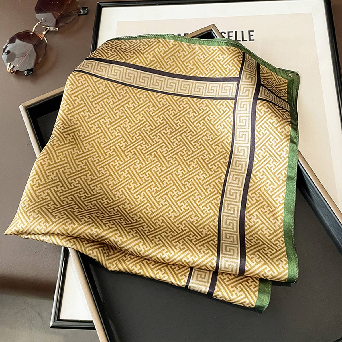 Silk Square Scarf - Maze Print Summer Wrap