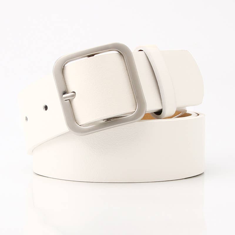 Retro versatile square buckle-top pu leather belt