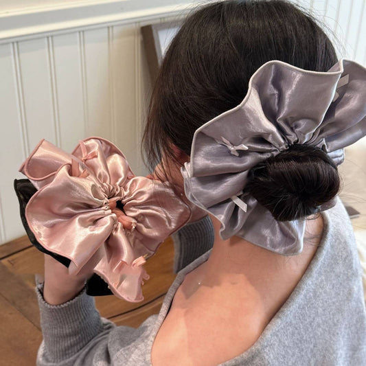 Ballet Satin Bow Scrunchie Elegant Hair Tie_CWAHA5508