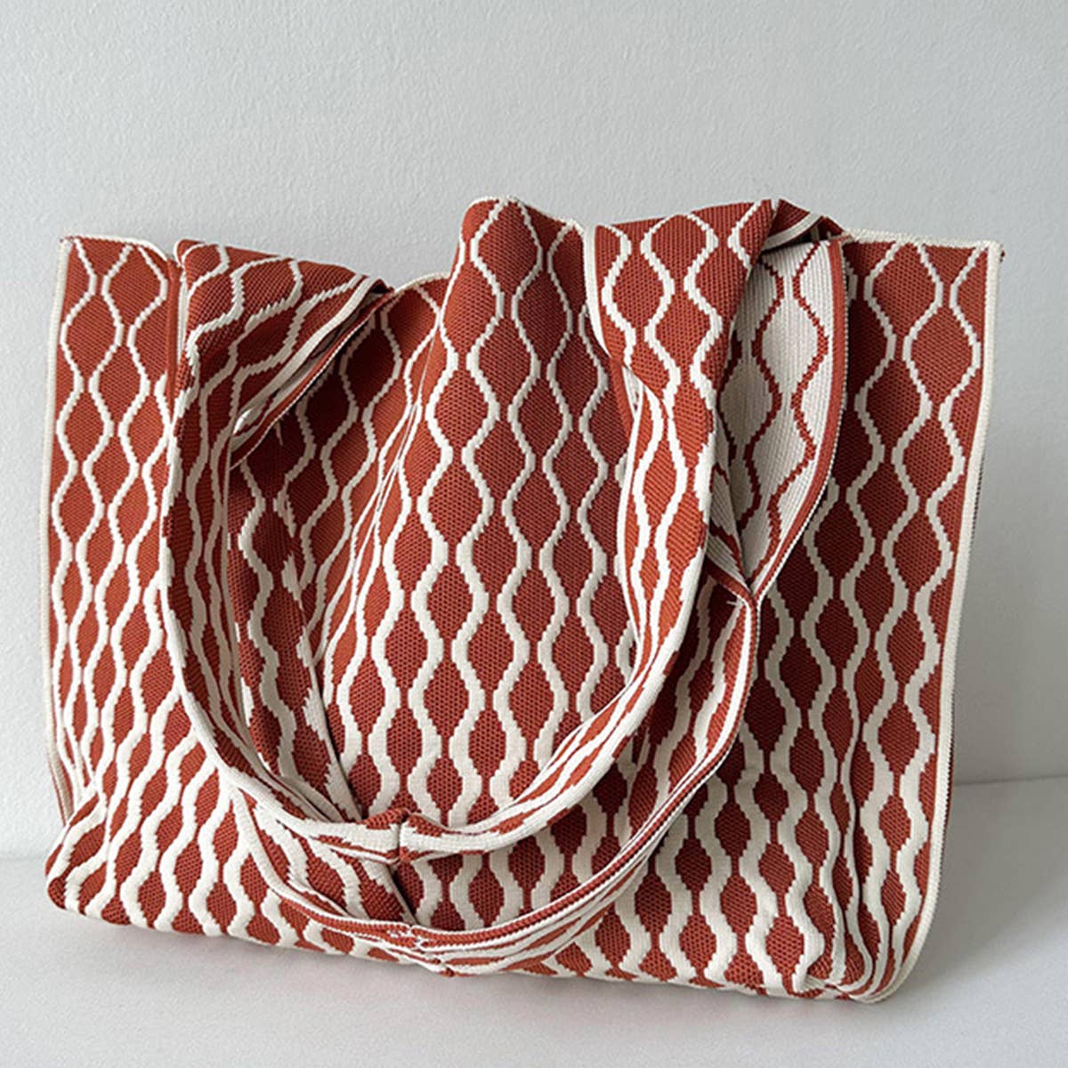 WOMEN FASHION PLAID KNITTED SHOULDER HANDBAG_CWAB1515