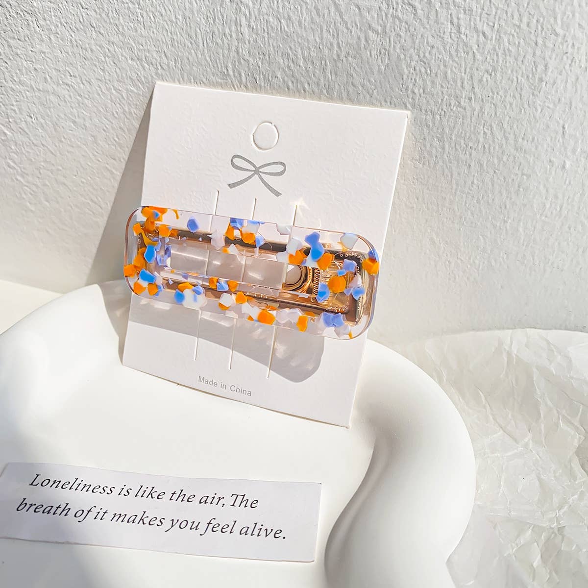 Colored polka dot square acetate plate hair clip