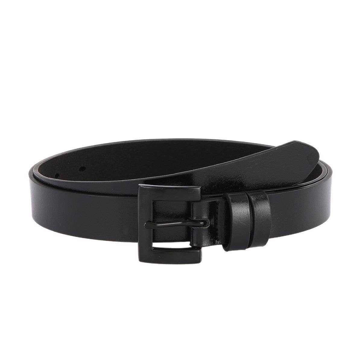 Minimalist Unisex Black Solid Zinc Alloy Belt_CWABE1238