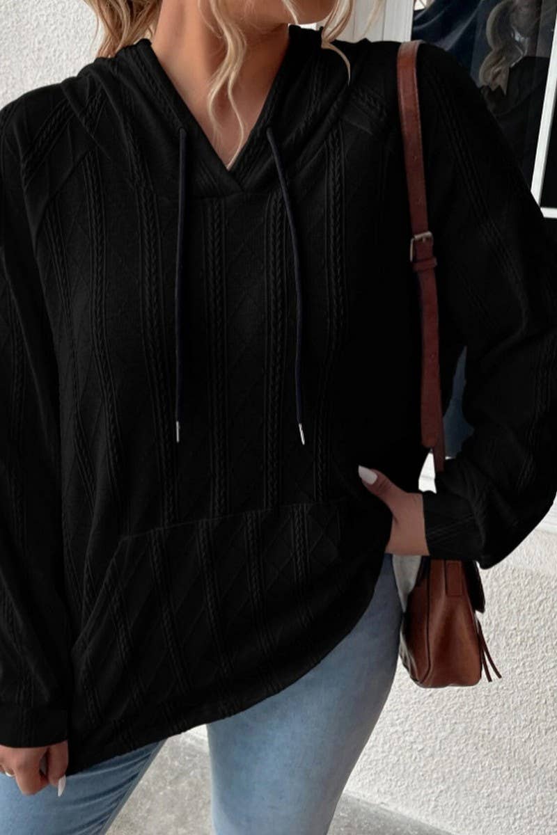 CWOHOL00634_SOLID COLOR HOODED LOOSE-FITTING SWEATSHIRT