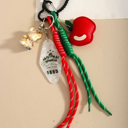 Cute Apple Bear Keychain ? Fruit Bag Charm