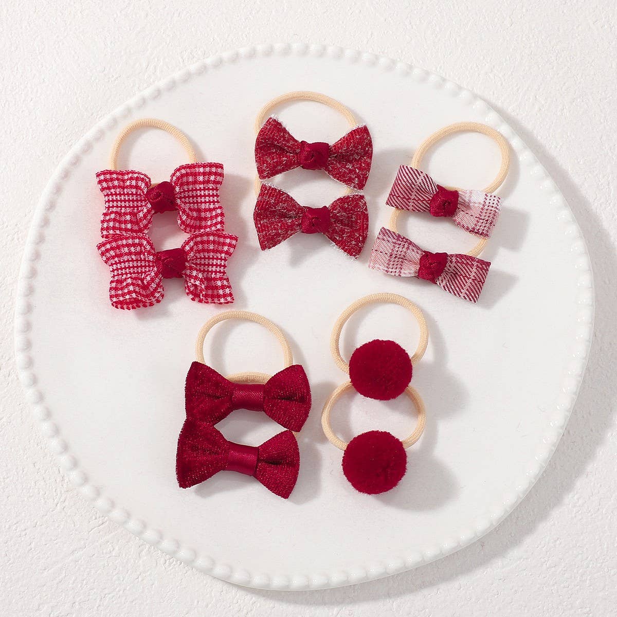 Double Bow Hair Clips Set with Pearls for Girls