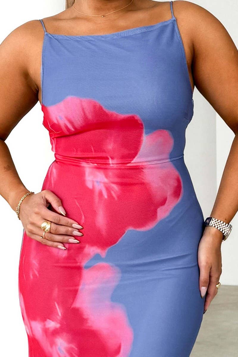 CWDMD5580_COLORBLOCK FLORAL PRINT SLIM CAMI MAXI DRESS