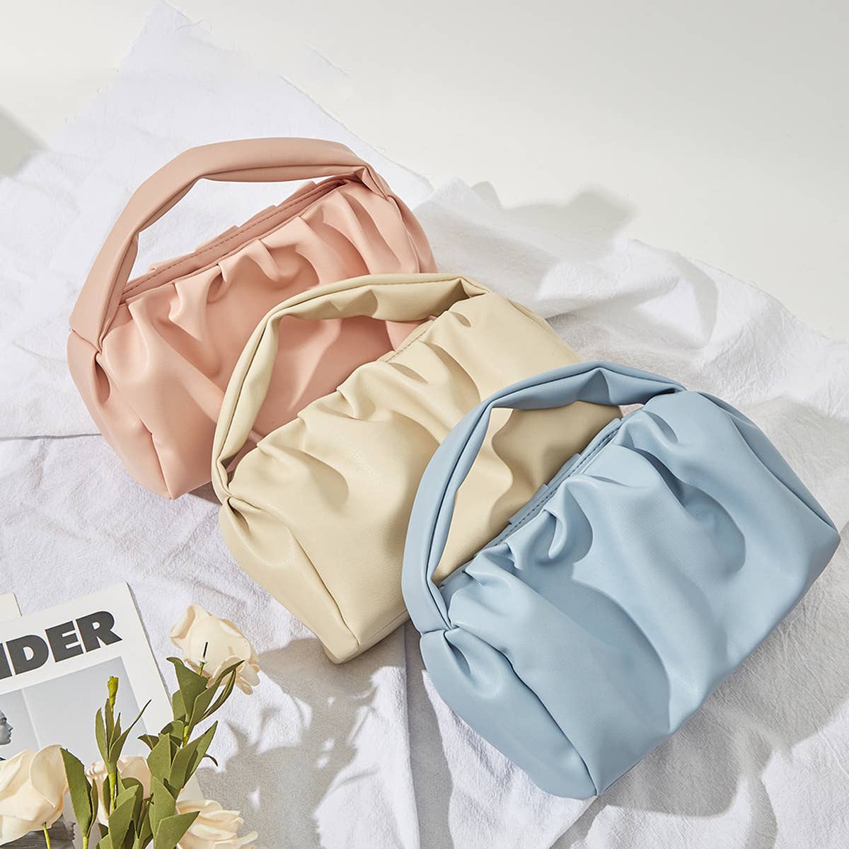 SIMPLE SOLID COLOR COSMETIC BAG HANDBAG_CWAB1832