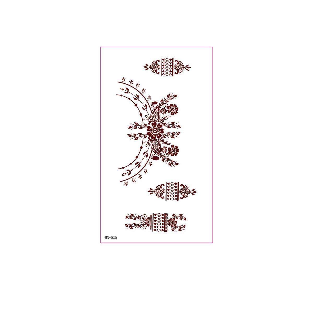 Brown Red Henna Style Tattoo Stickers Waterproof_CWMM8344