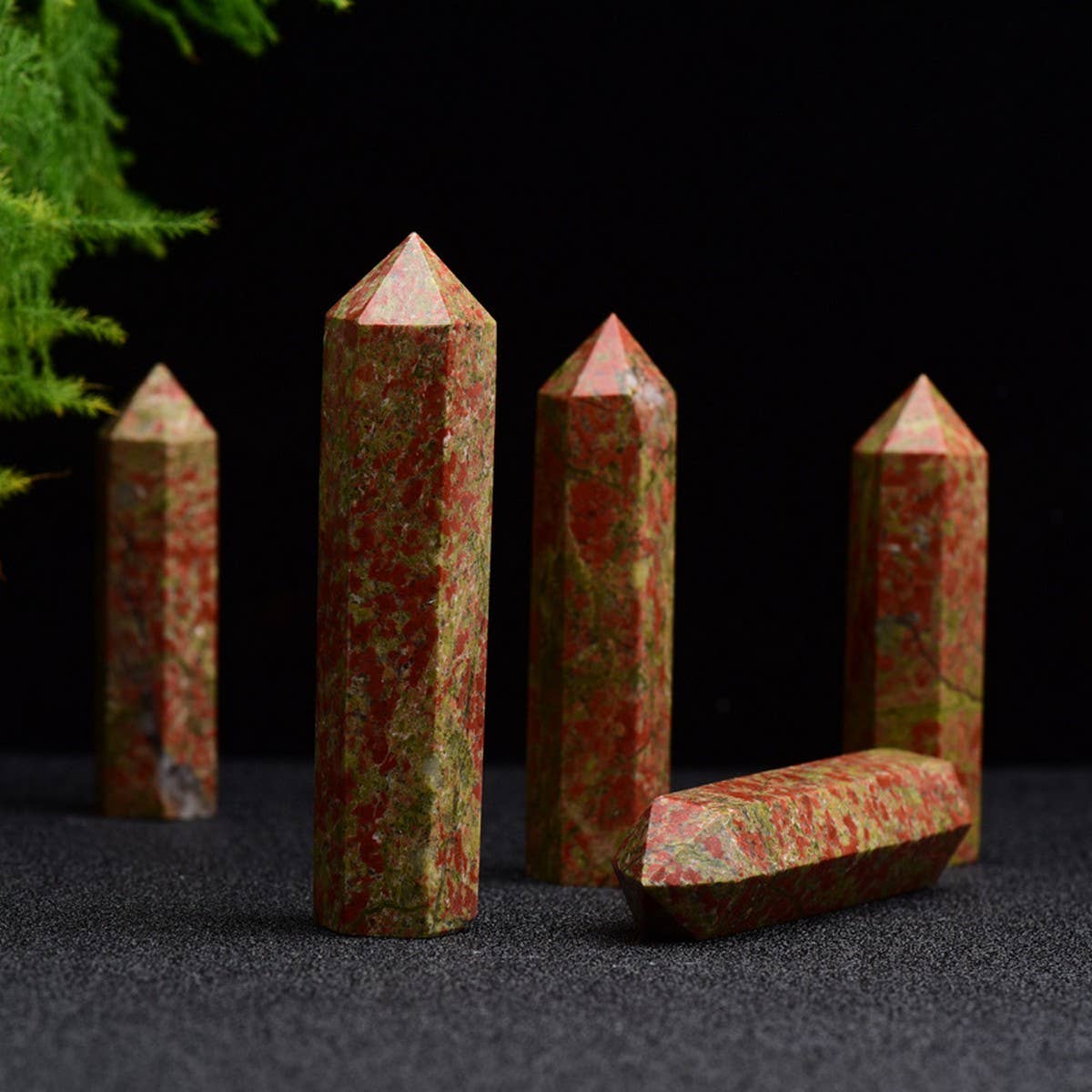 Natural Chrysoprase Hexagon Crystal Tower