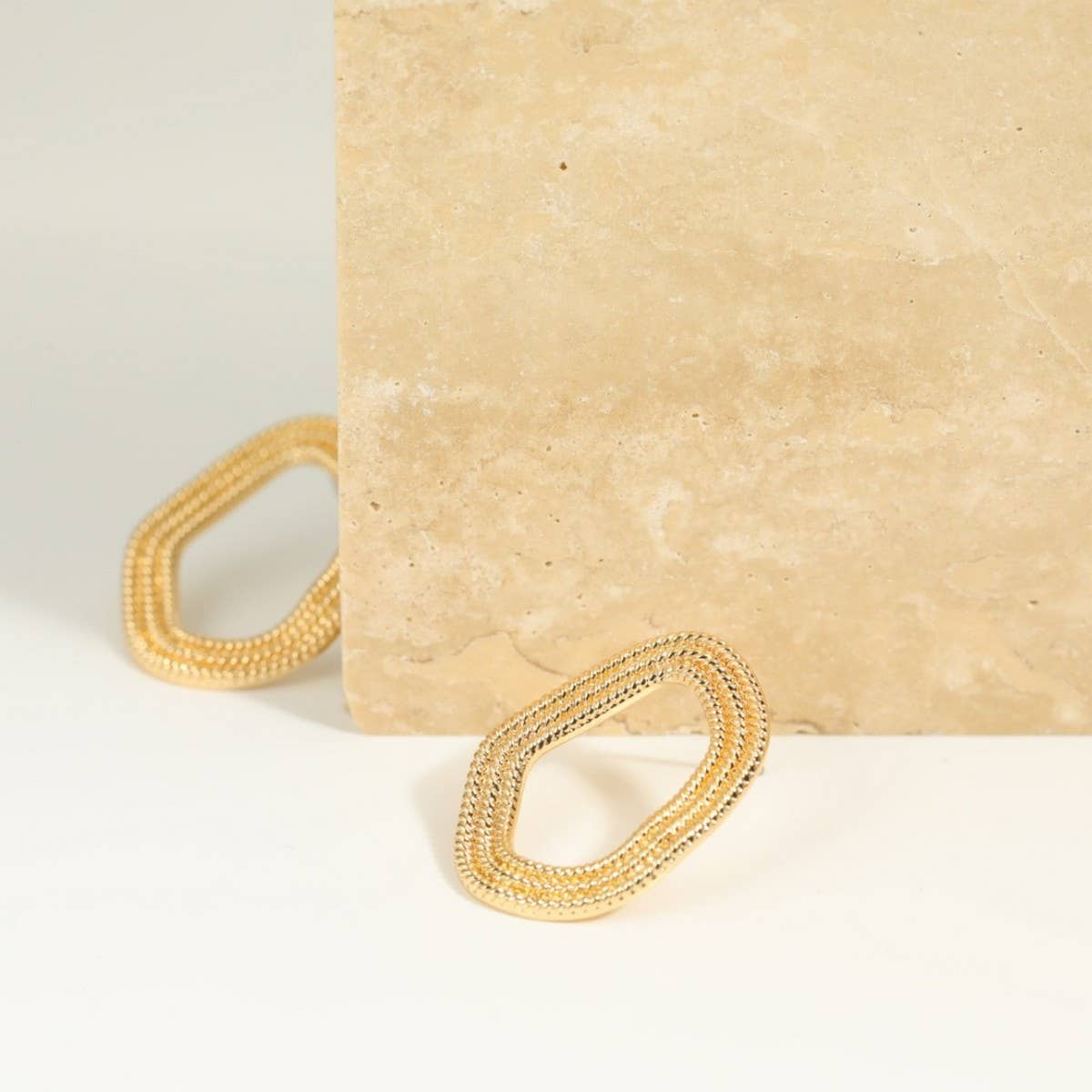 Unique Copper Circle Chain Hoop Stud Earrings