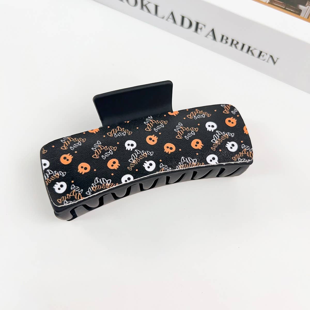 Gothic Halloween Claw Clip, Pumpkin & Ghost Design_CWAHA1443