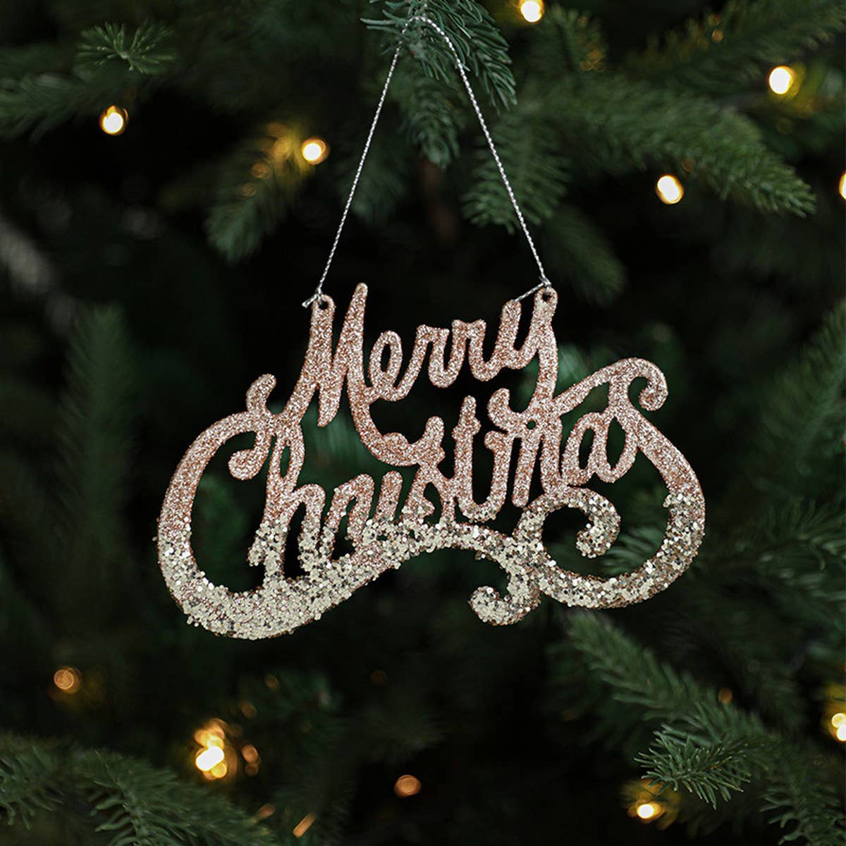 Glitter Reindeer House Christmas Tree Ornament