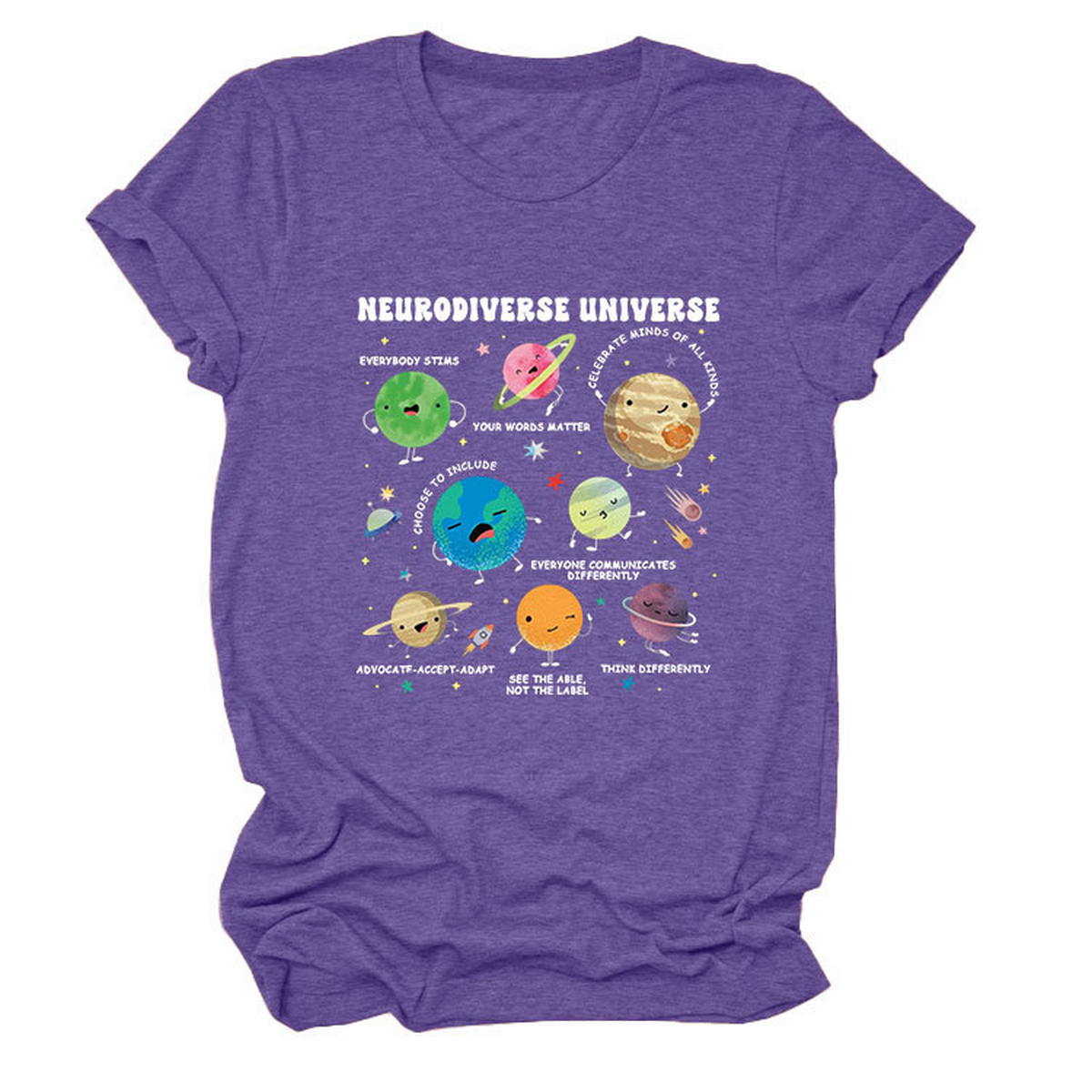 Casual Cute Tee ??Neurodiverse Universe Design_CWTTSL0513