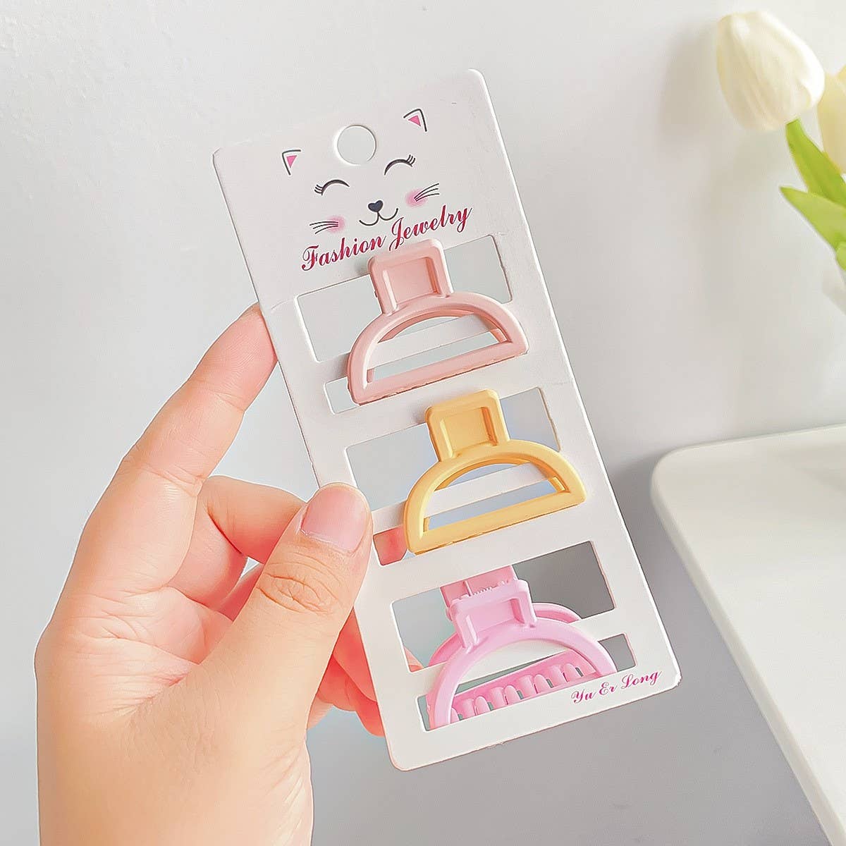 FROSTED SOLID COLOR GRAPHIC MINI HAIR CLIP_CWAHA0724