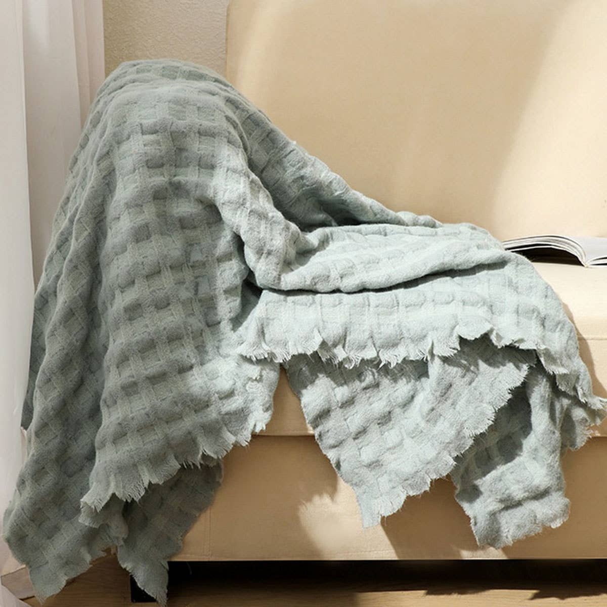 KNITTED WEIGHTED THROW BLANKET FOR COUCH