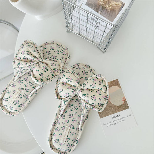 SMALL FLORAL BOW WATERPROOF THICK-SOLED SLIPPERS_CWMM2967