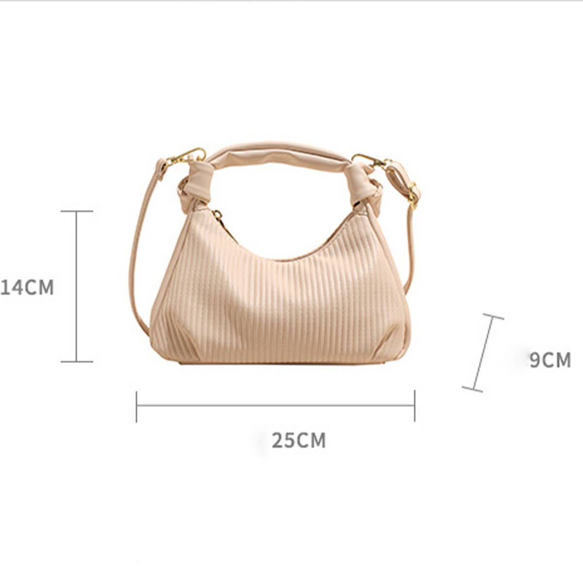 Simple pleated and creased single-shoulder bag