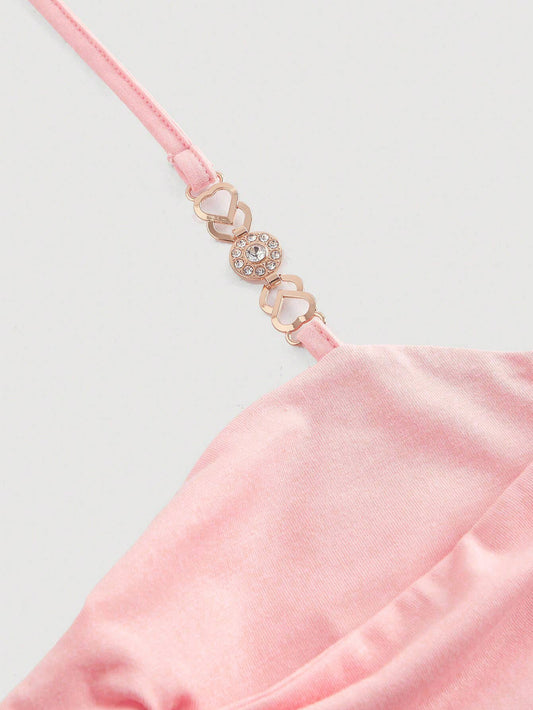 Solid color sexy short beautiful back halter vest